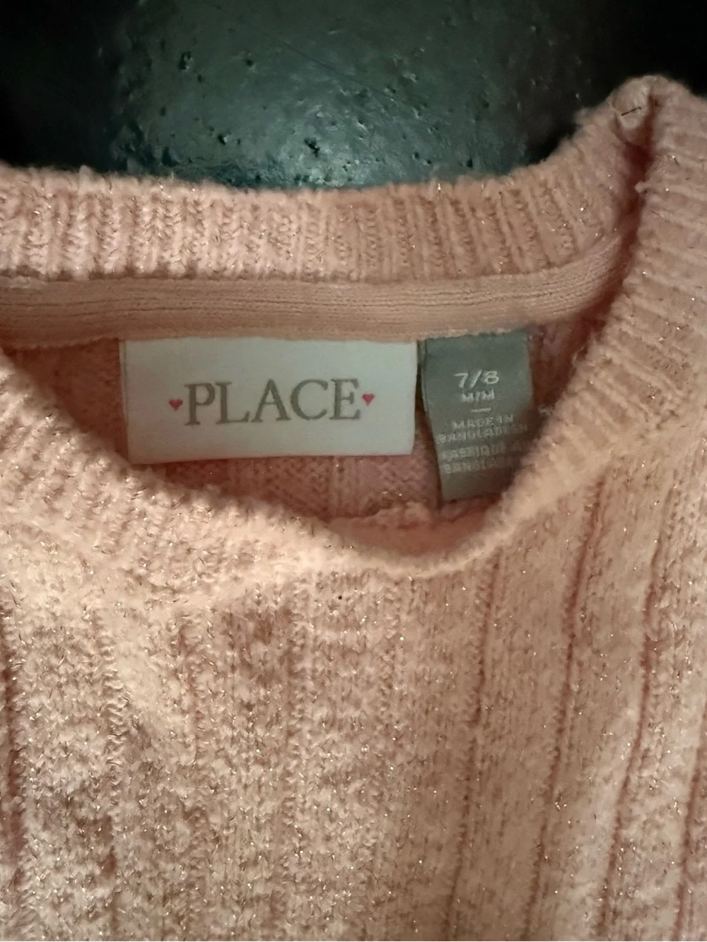 The Children's Place Light Pink Ribbed Sweater Dress with Waist Tie